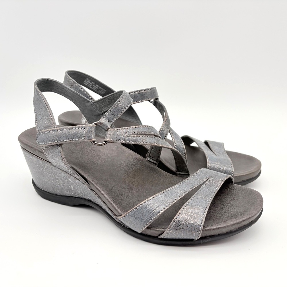 Dansko Addyson Wedge Sandals Womens Size 40 (9.5-10) Pewter Leather